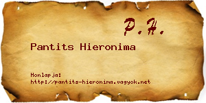 Pantits Hieronima névjegykártya